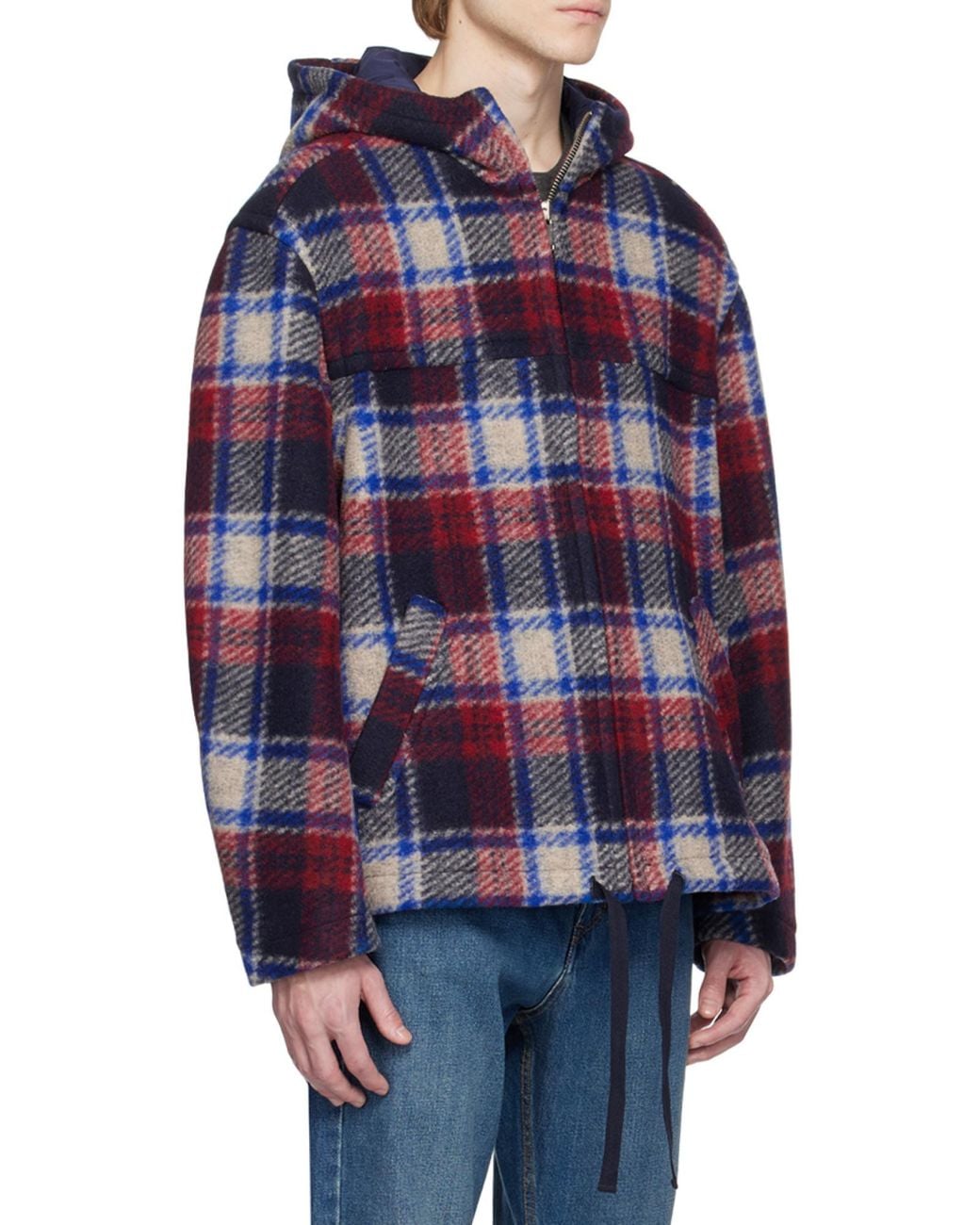 Isabel Marant Blue Kurt Checked Hooded Jacket for men