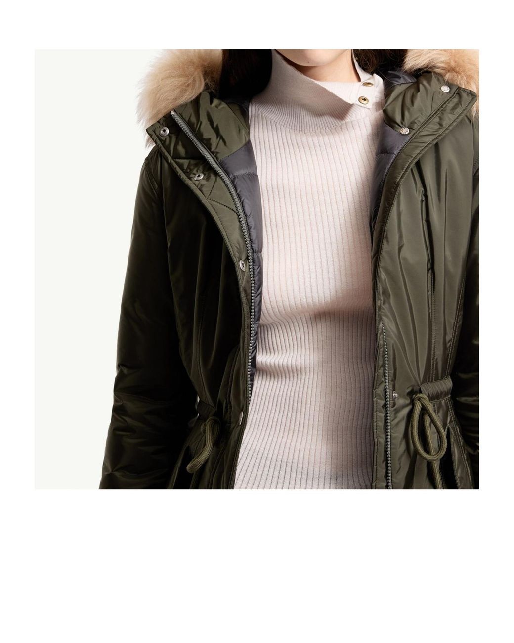 Moncler Green Moustique Fur-Trim Down Jacket