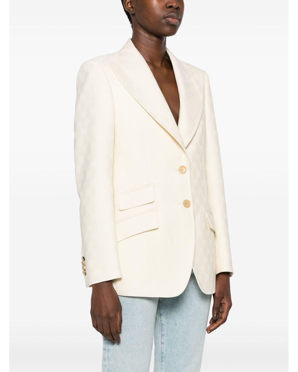 Gucci Natural Jacquard Tailored Blazer