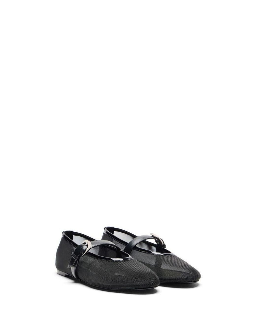 Stuart Weitzman Black Round-Toe Flat Shoes
