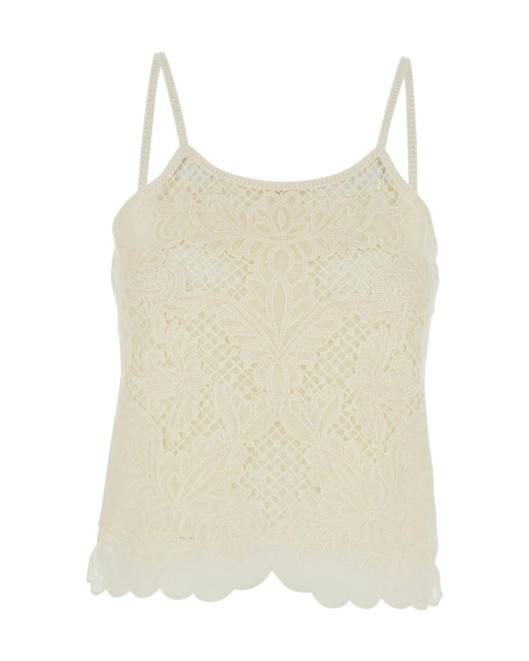 Twinset Natural Embroidered Detail Sleeveless Top