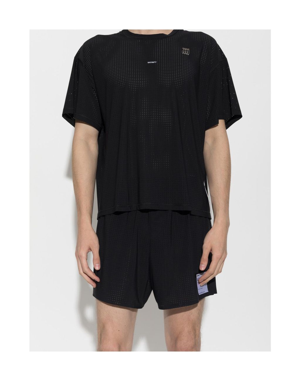 Satisfy Black Space O Perforated Running T-Shirt for men