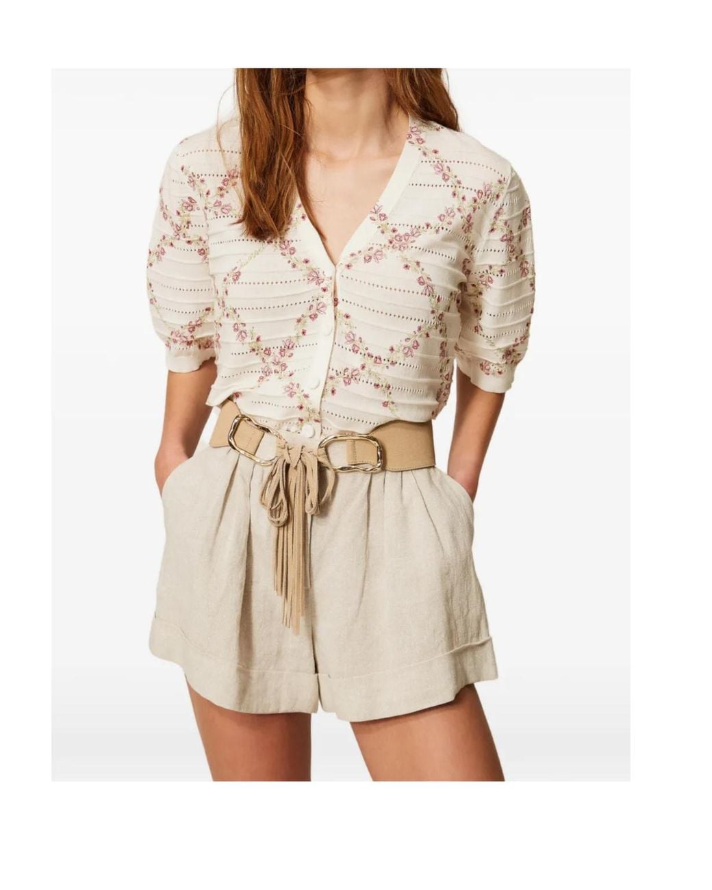 Twinset Natural Floral Pattern Cardigan