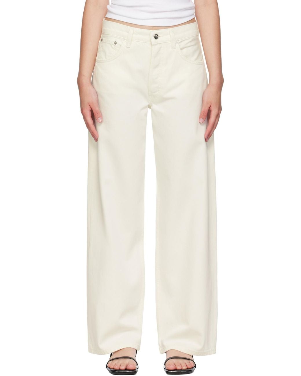 Anine Bing White High-Rise Straight Jeans