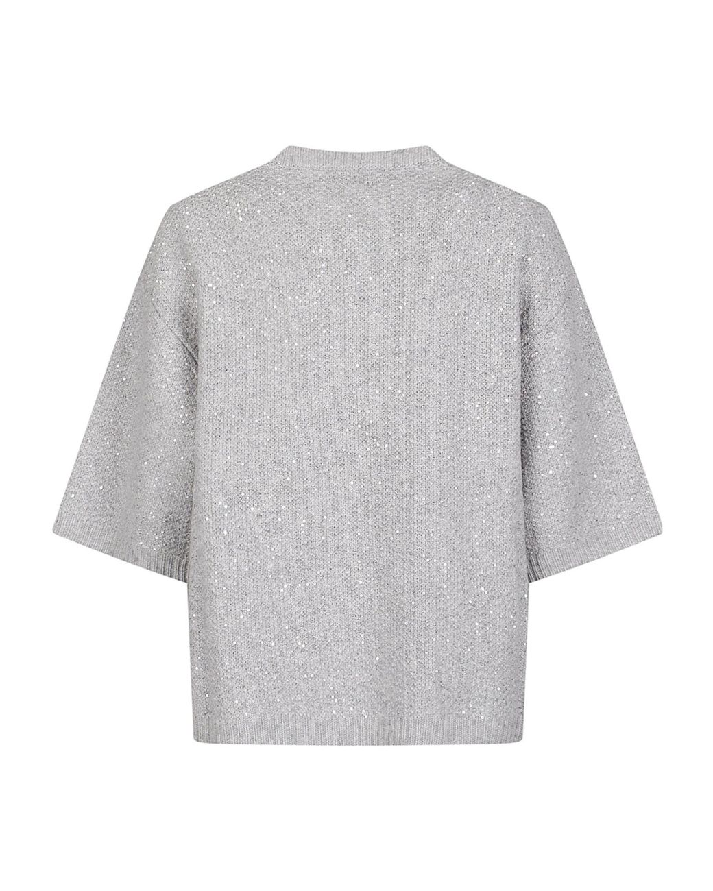 Fabiana Filippi Gray Round Neck Cropped Virgin Wool-Blend Sweater