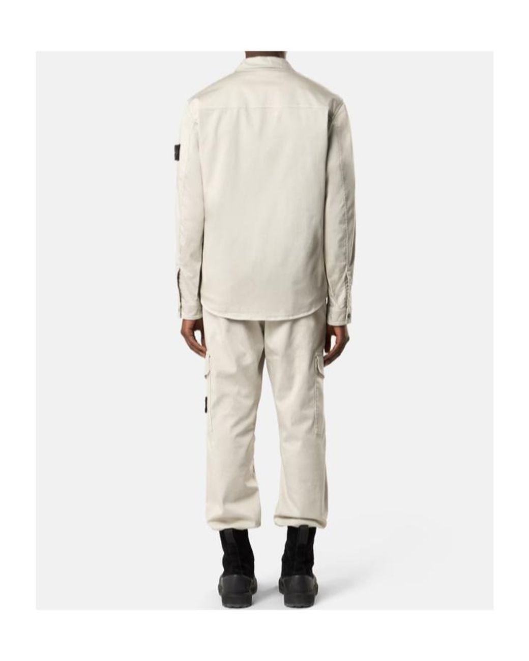 Stone Island Natural Logo Patch Zip-Up Shirt for men