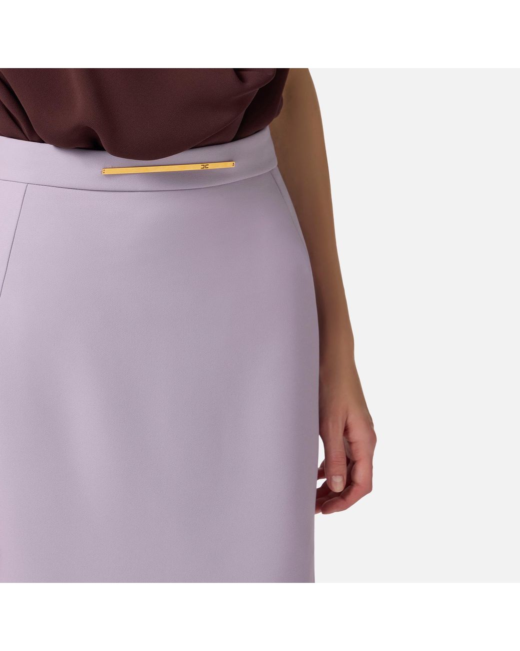 Elisabetta Franchi Purple Slit-Detail Midi Skirt