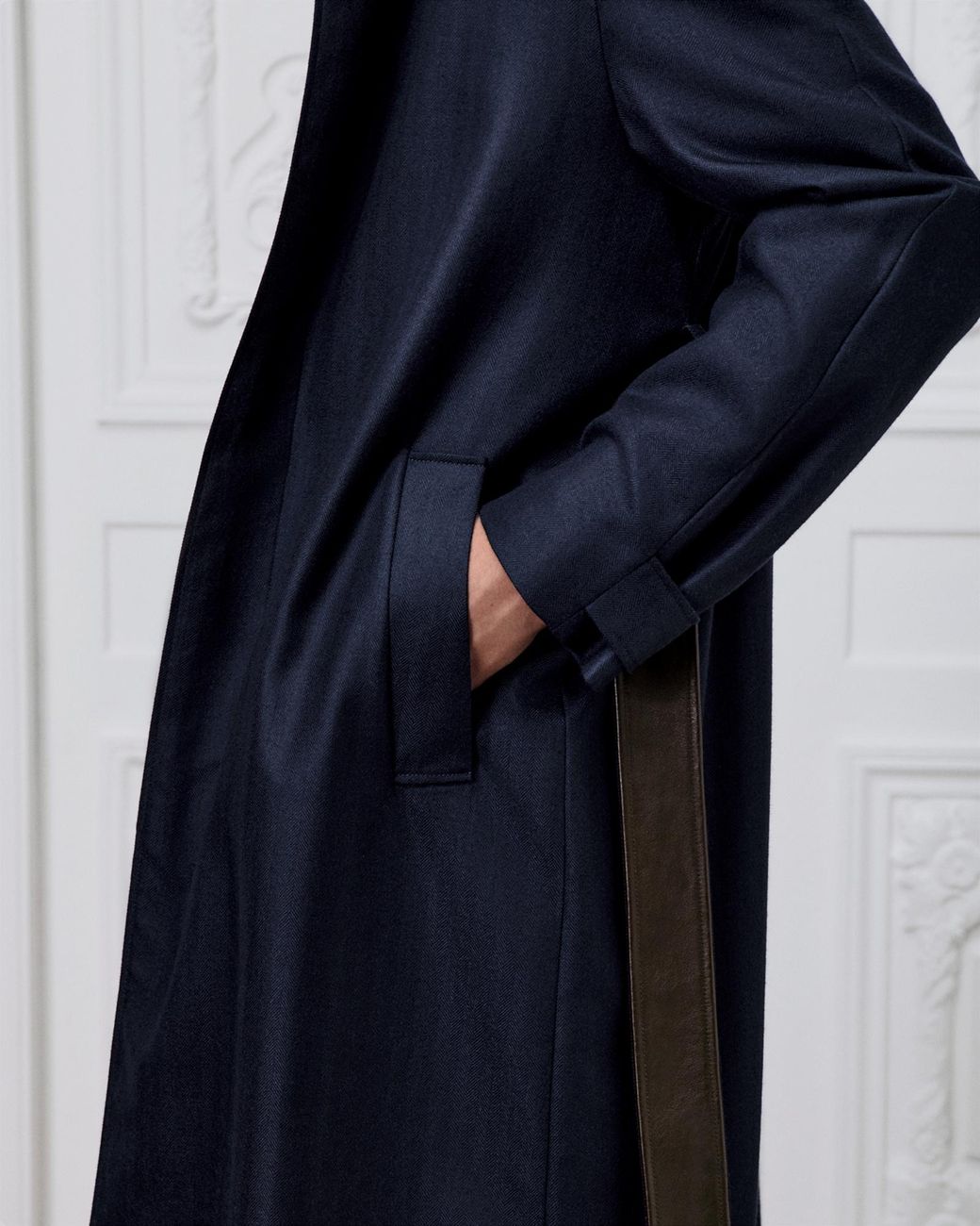Dior Blue Icons Coat With Leather Collar for men