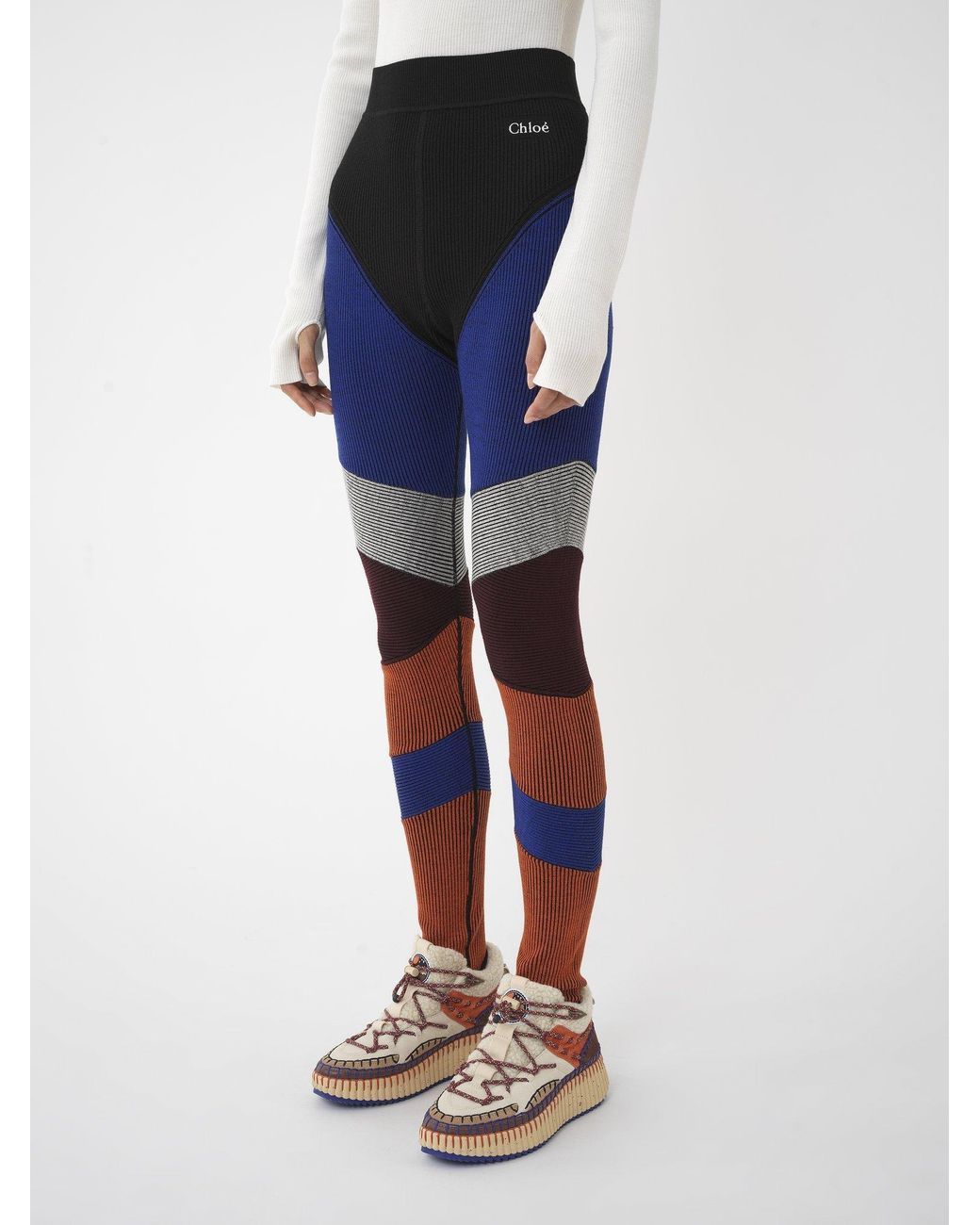 Chloé Blue Chloé Patchwork High-Waisted Leggings