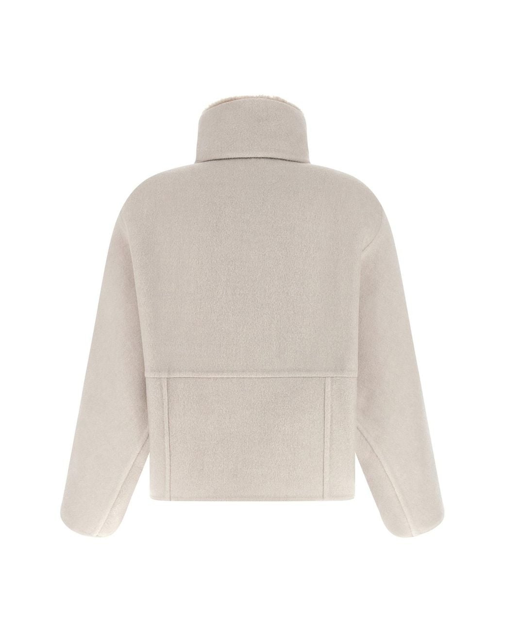 Brunello Cucinelli Natural Shearling-Trim High Neck Coat