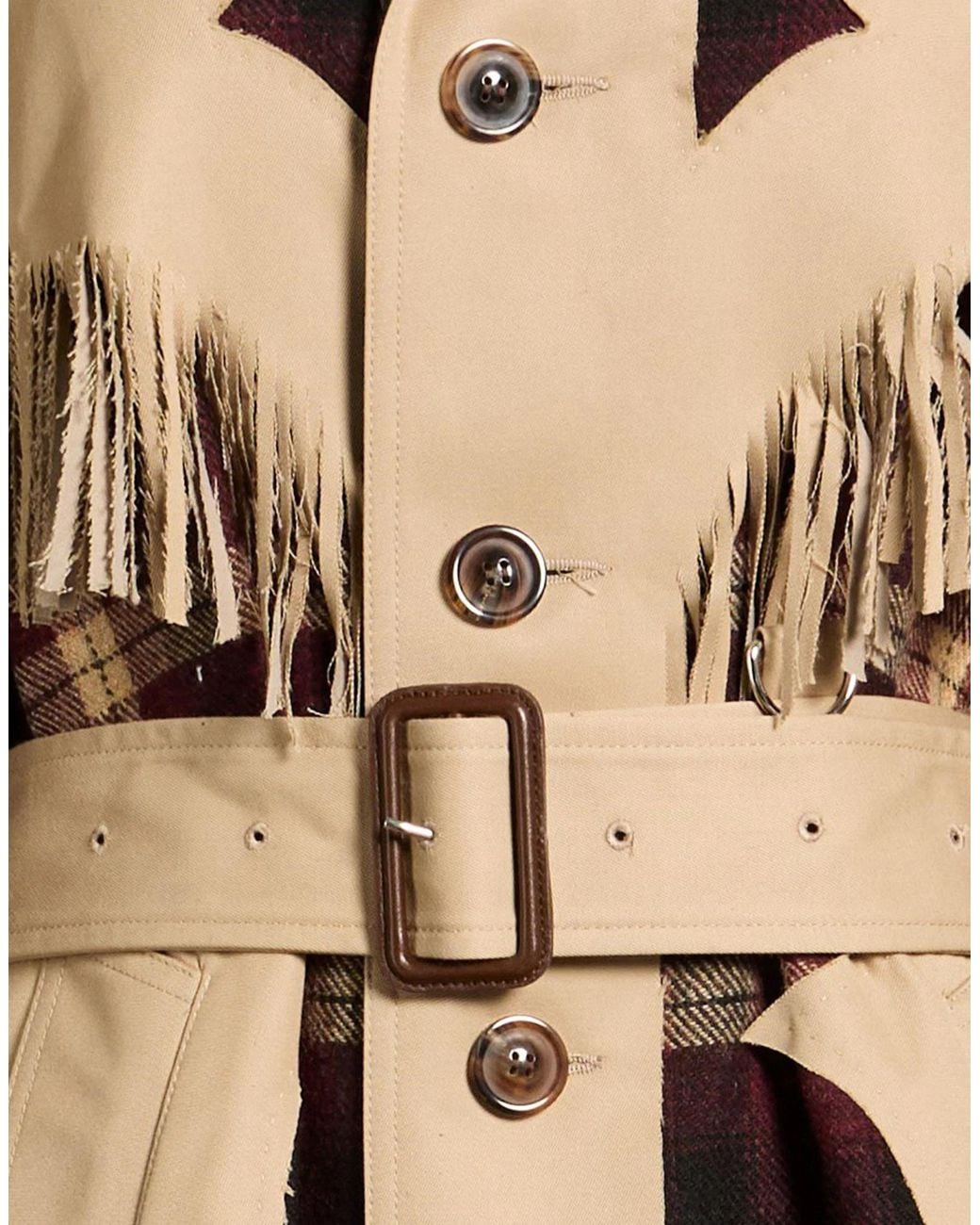 Maison Margiela Natural Plaid Long Coat