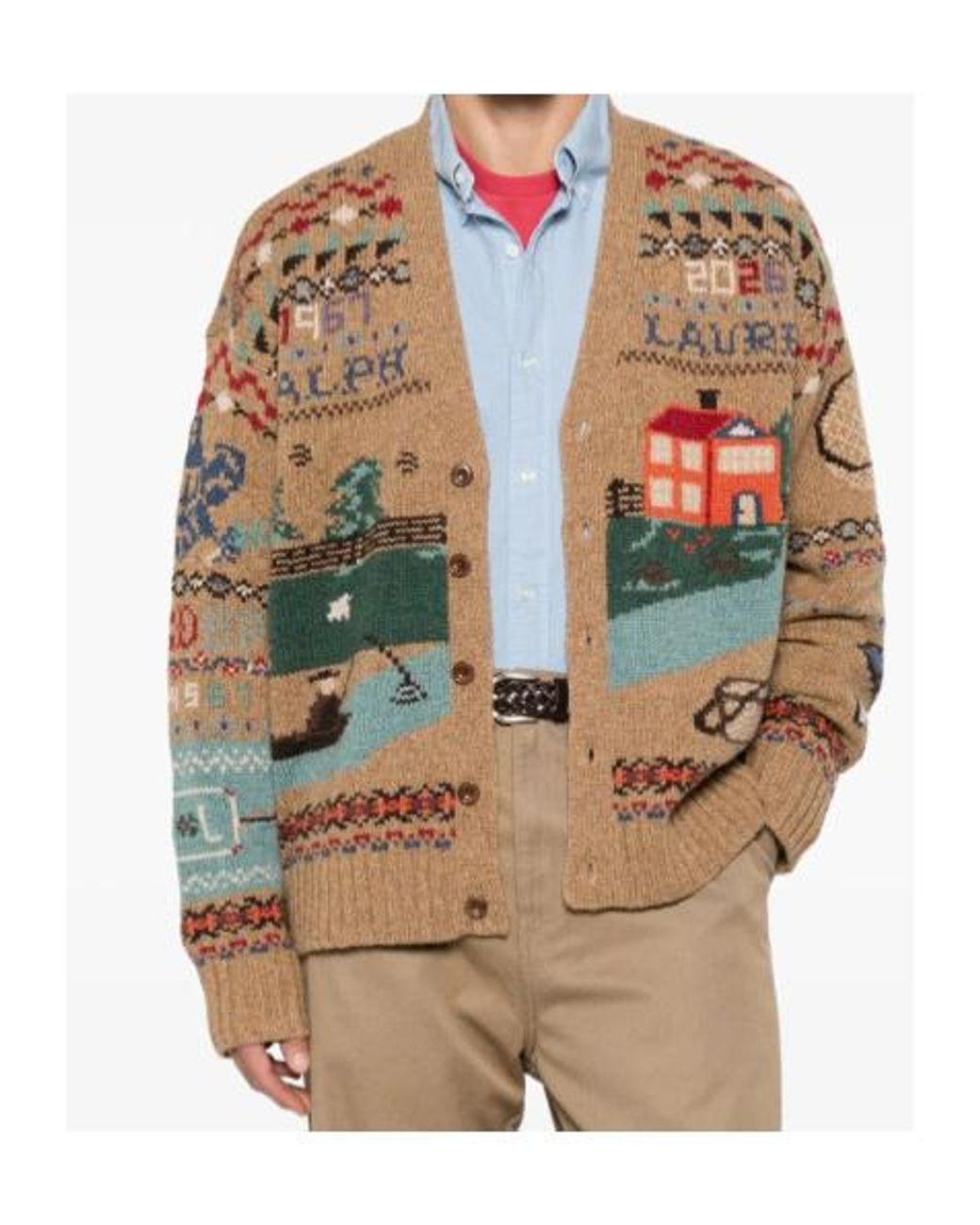 Polo Ralph Lauren Gray Panorama Intarsia Cardigan for men