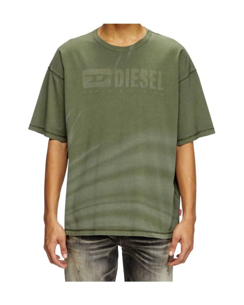 DIESEL Green T-Adjust-R13 Laser-Faded Logo T-Shirt for men