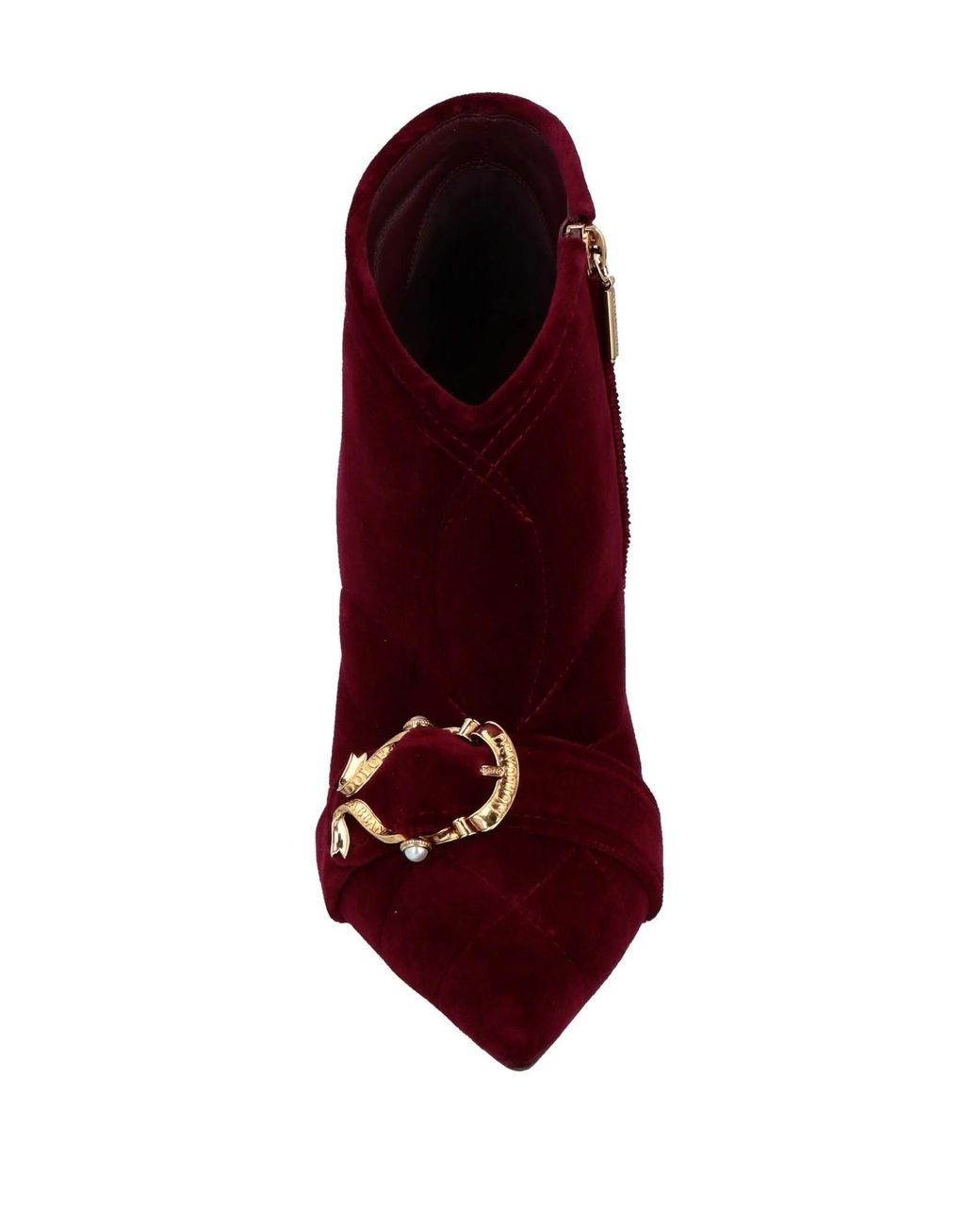 Dolce & Gabbana Red Velvet Ankle Boots