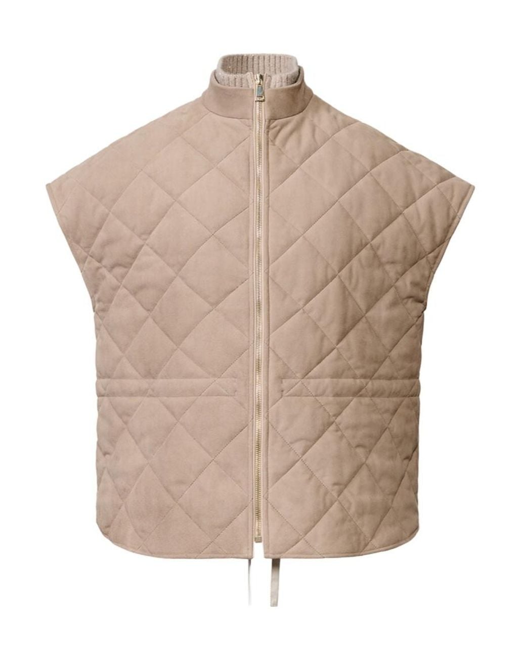 Fabiana Filippi Natural Zip-Up Sleeveless Jacket