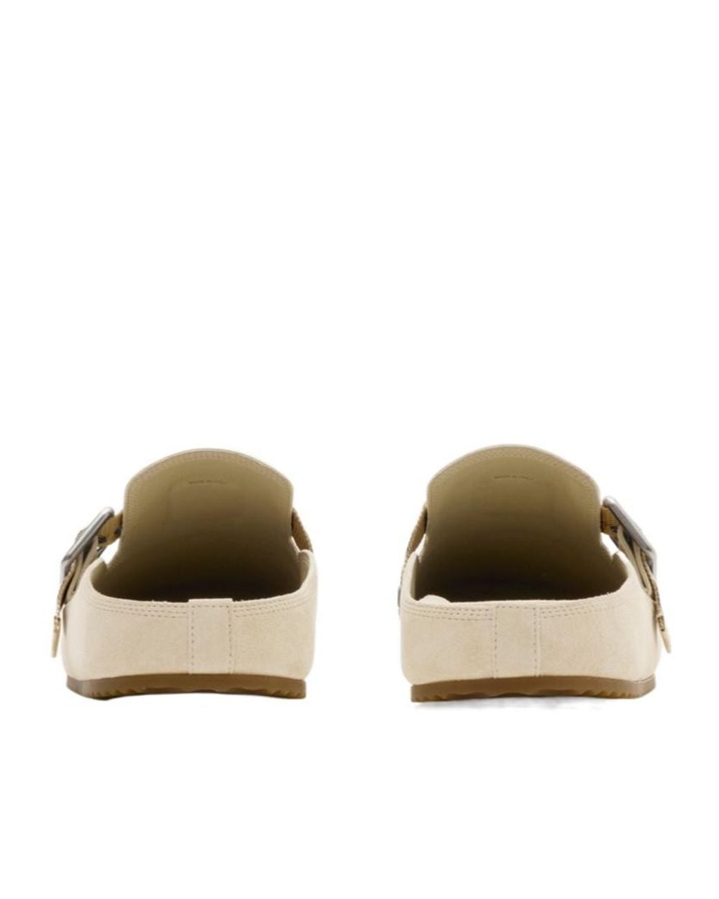 Burberry White Urchin Checked Side-Buckle Clogs