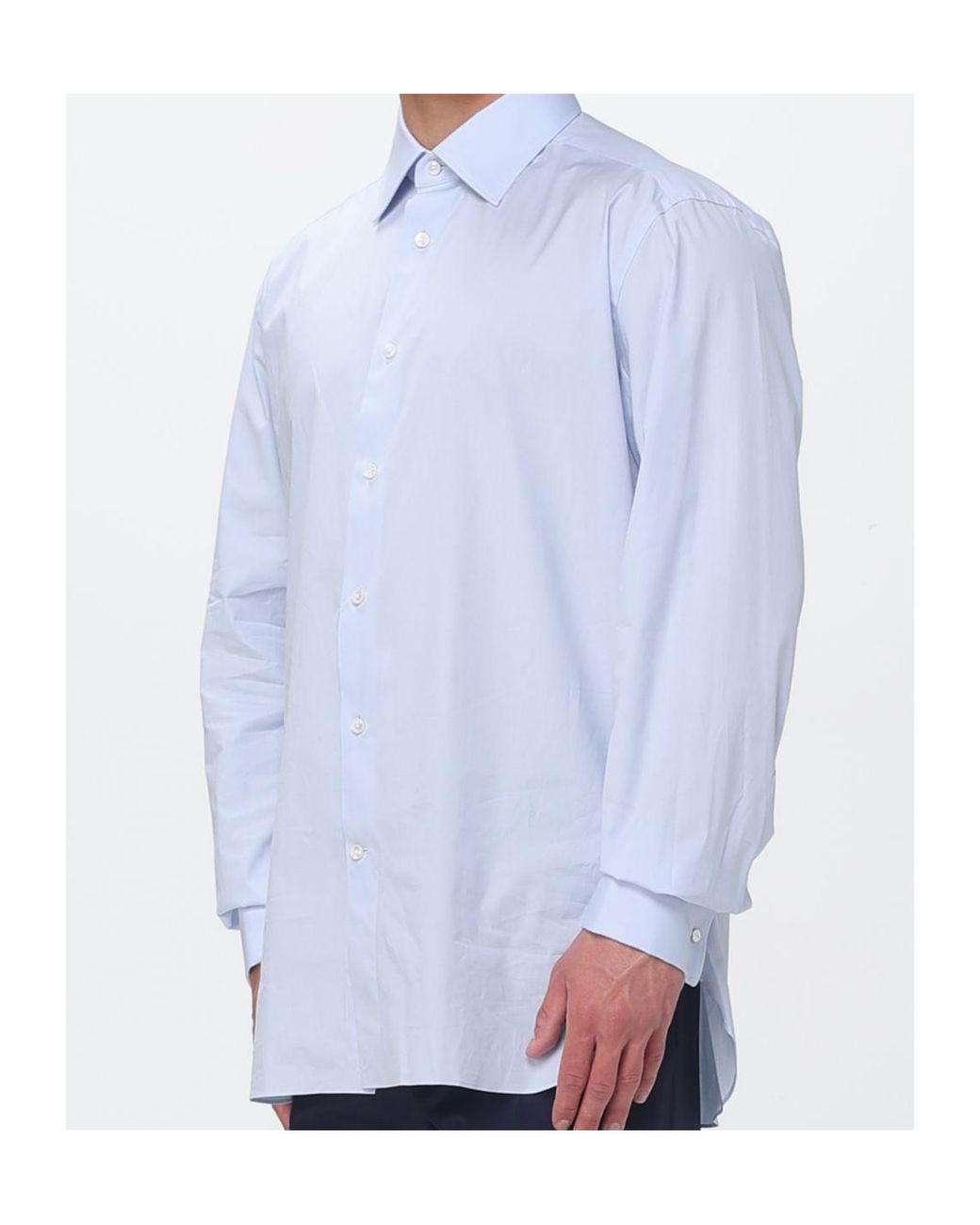 Zegna Blue Stretch-Popeline Shirt for men