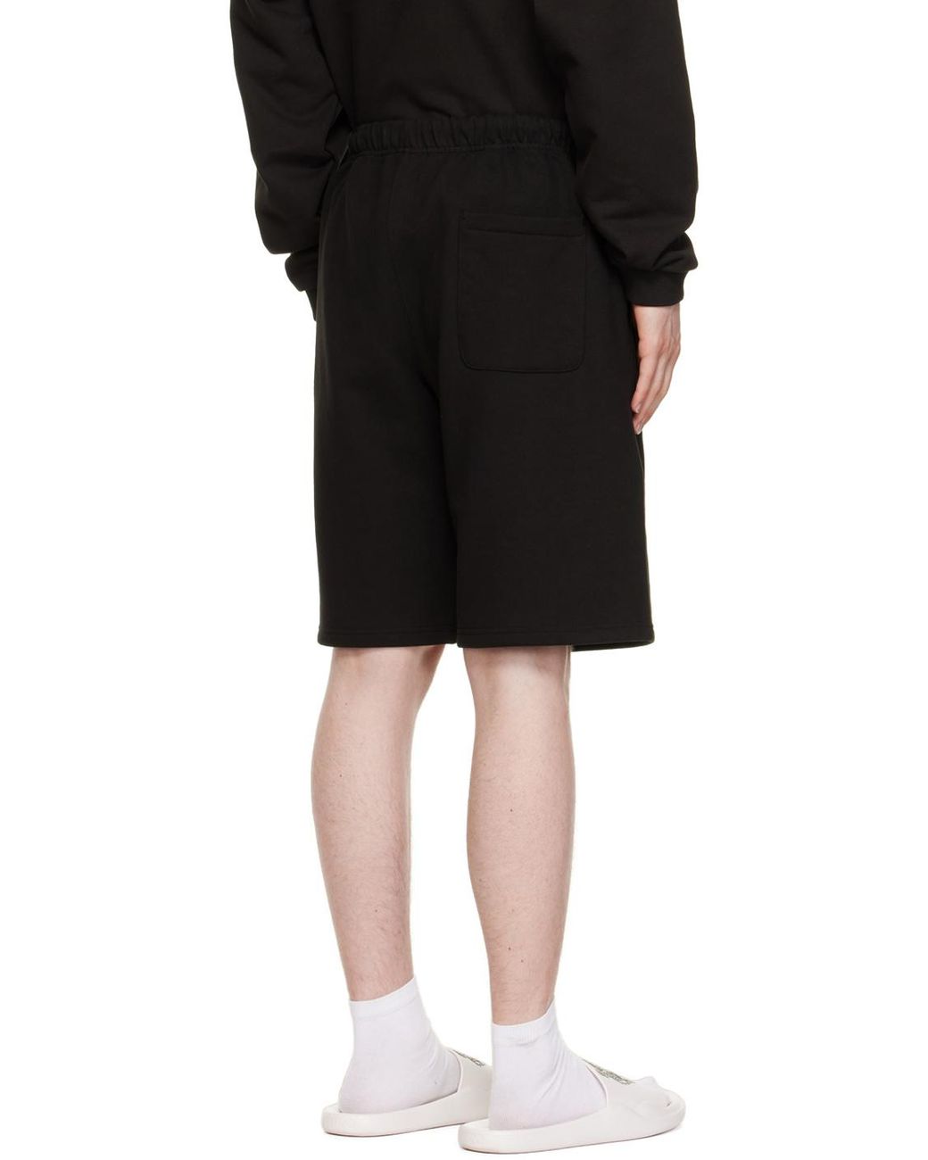 KENZO Black Logo-Patch Mid-Rise Shorts for men