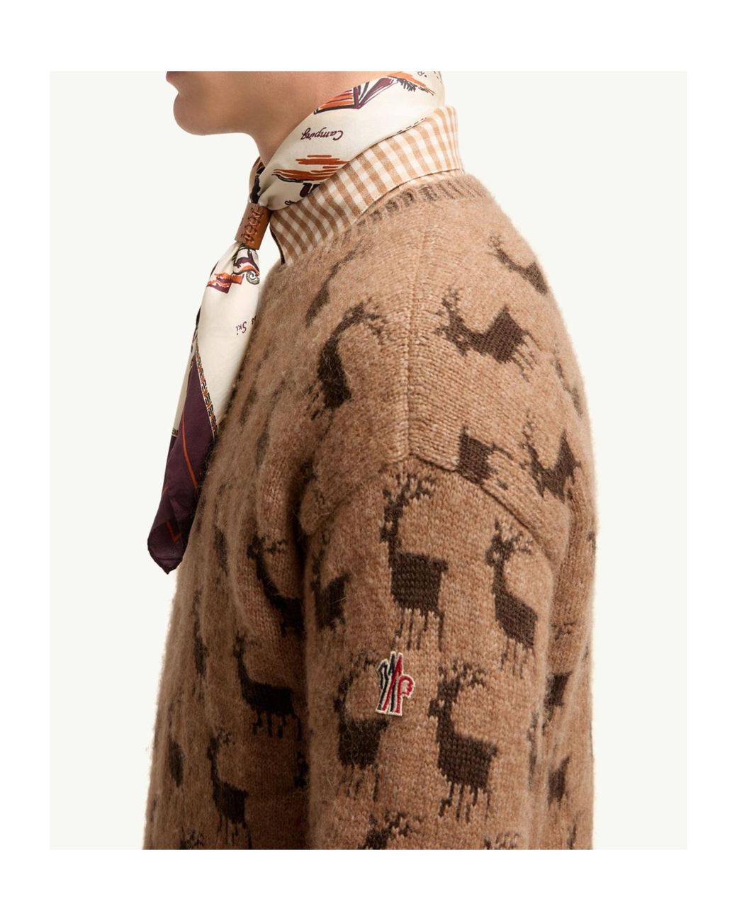 Moncler Brown Moose Jacquard Alpaca Wool Blend Jumper for men