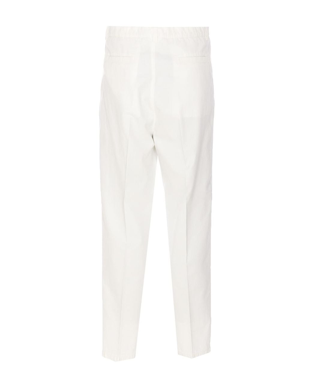 Brunello Cucinelli White Straight-Leg Twill Gabardine Trousers for men