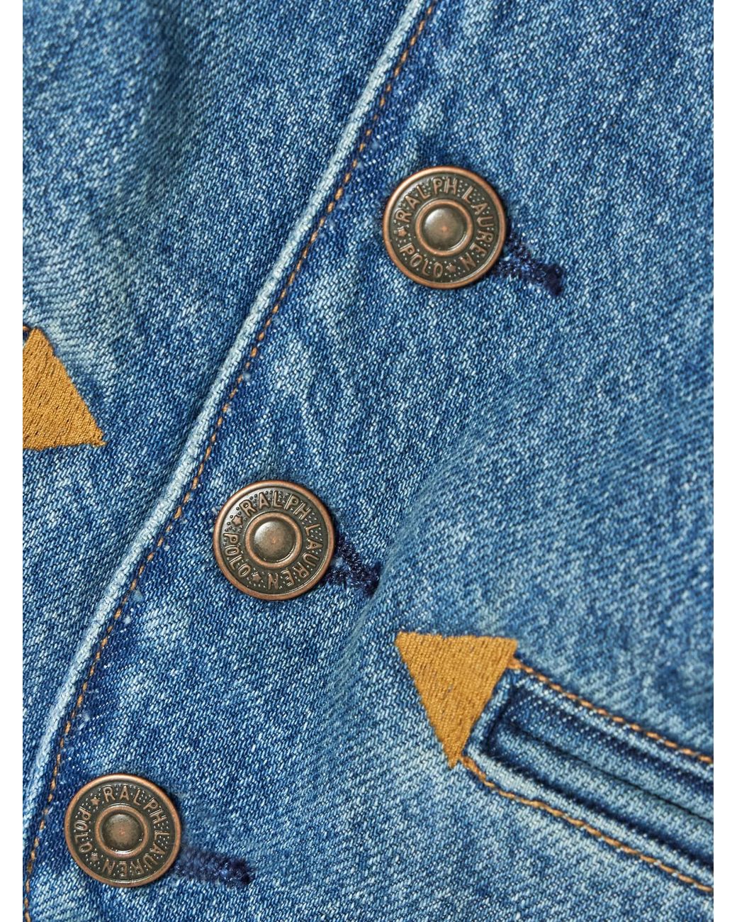Polo Ralph Lauren Blue Embroidered Denim Vest