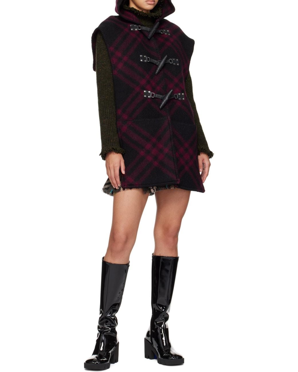 Burberry Green High-Neck Fringed-Edge Jumper