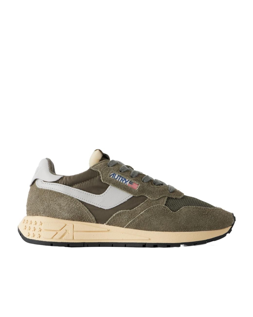 Autry Green Reelwind Low Leather And Suede-Trimmed Mesh And Shell Sneakers