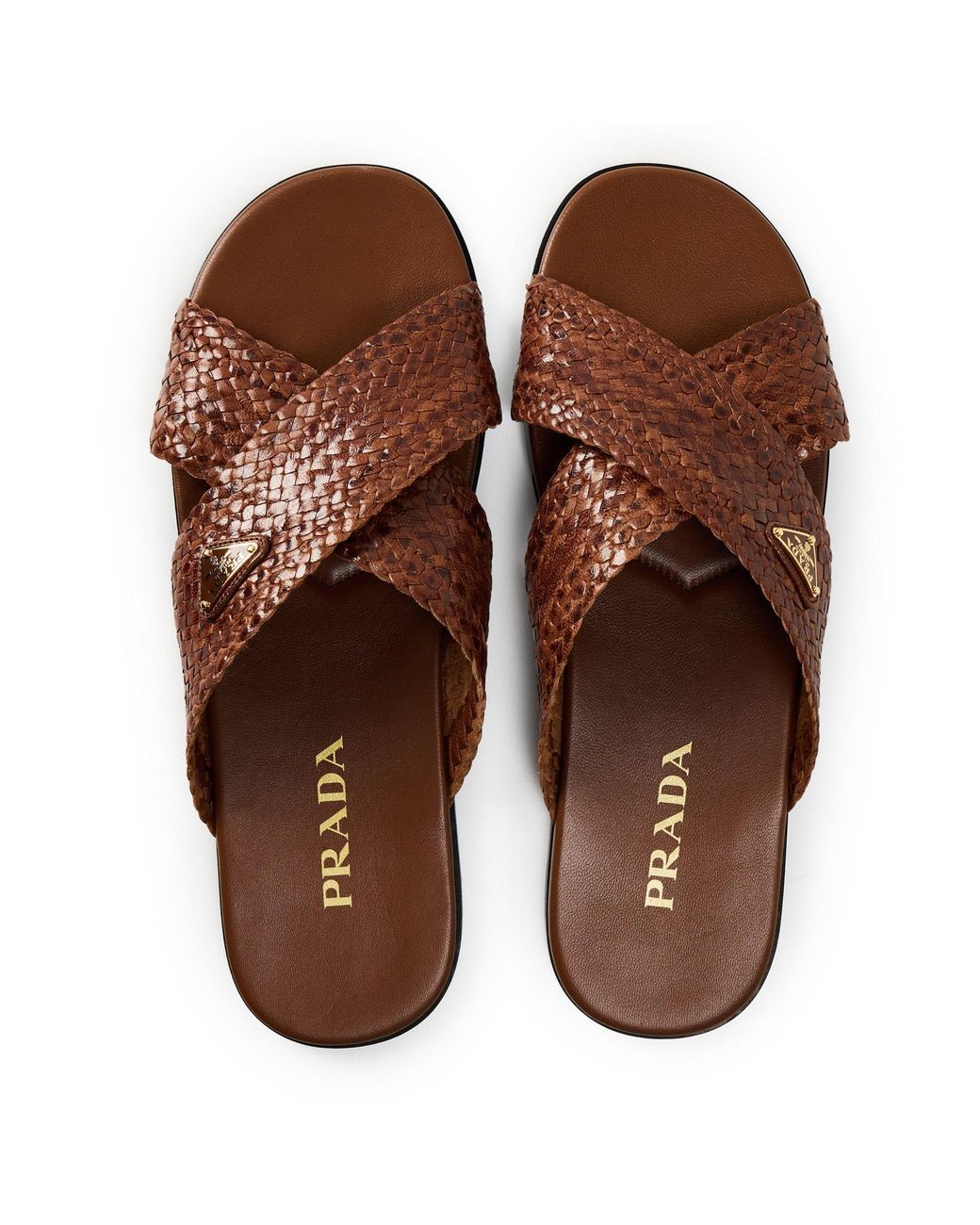 Prada Brown Woven Slippers
