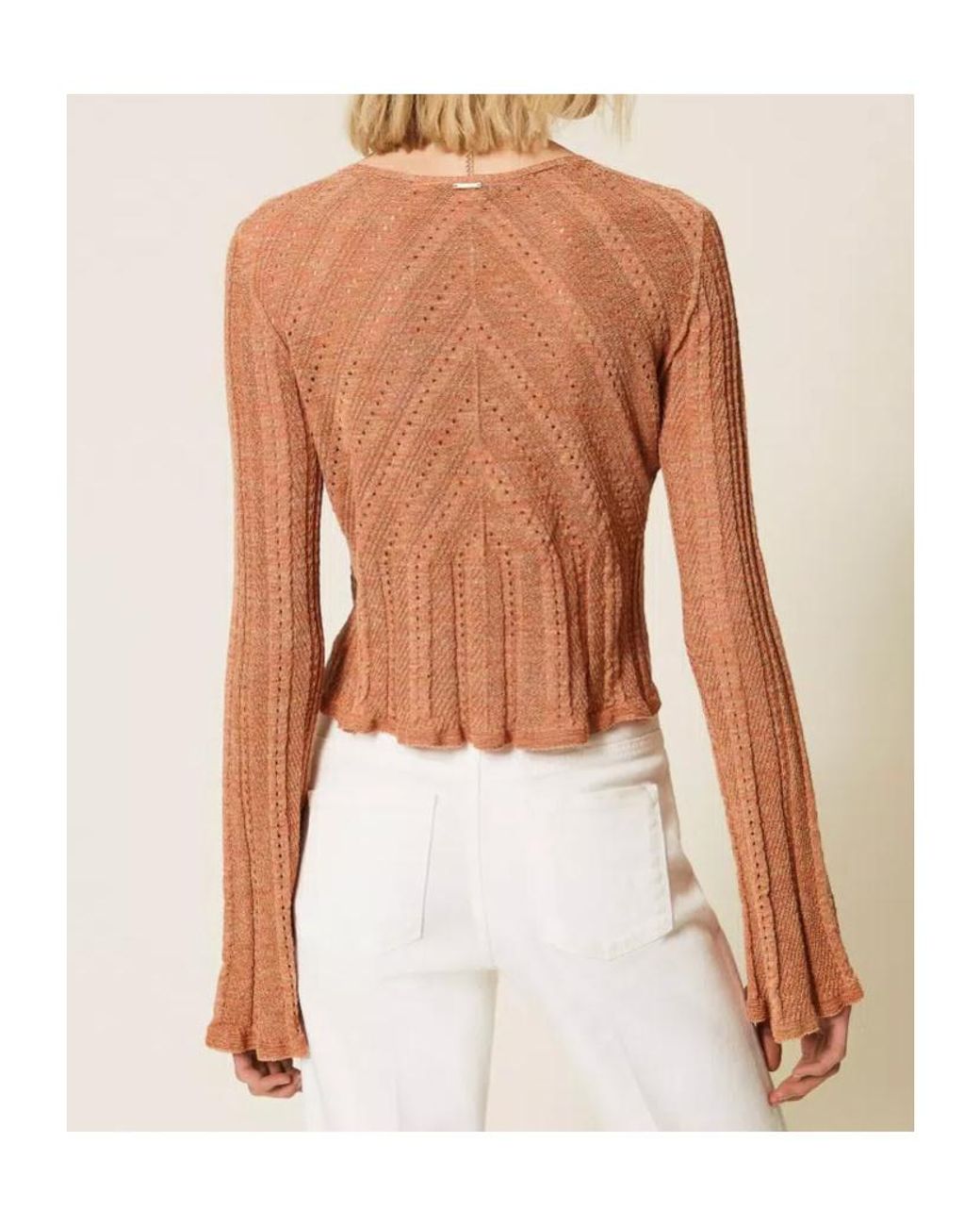 Twinset Brown Tie-Front Knitted Cardigan