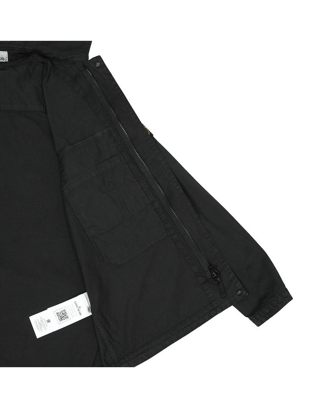 Stone Island Black Logo Patch Long Sleeved Shirt Jacket for men