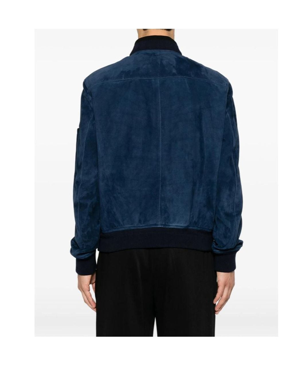Tom Ford Blue Ribbed Trim Bomber Jacket for men