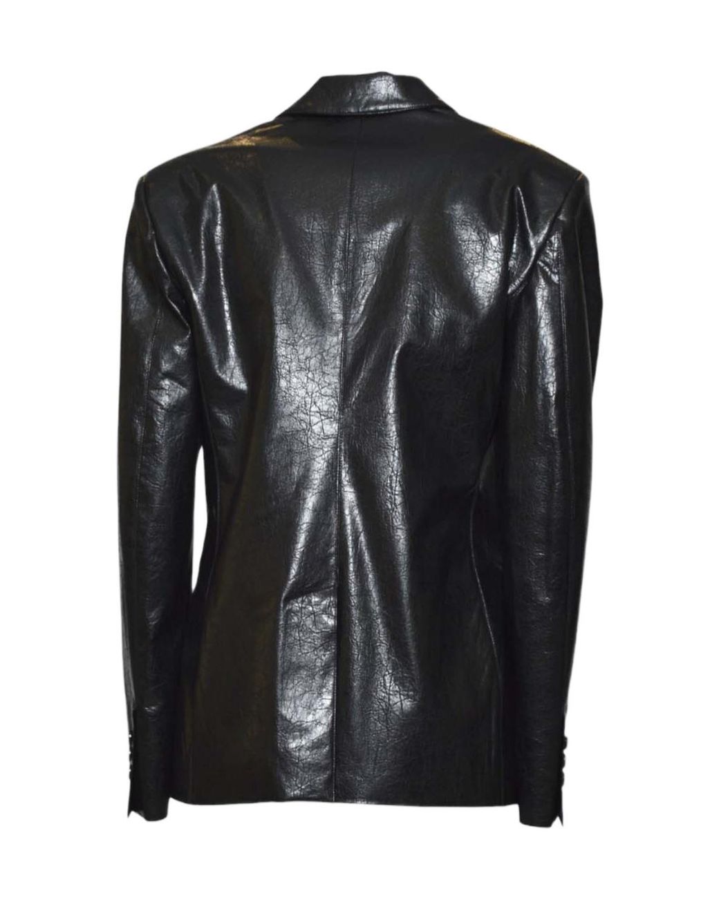 MSGM Black High Shine Asymmetric-Zip Jacket