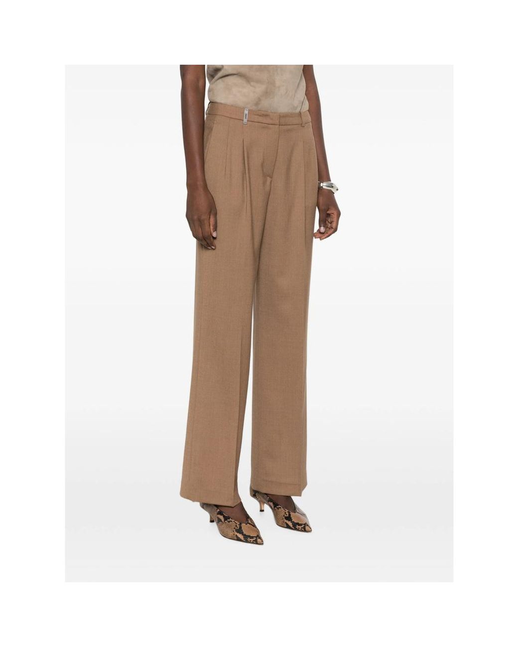 Peserico Brown Pleated Straight-Leg Trousers