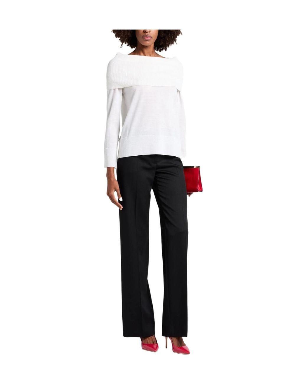 Max Mara White Solid-Color Lightweight Knitted Wool Sweater