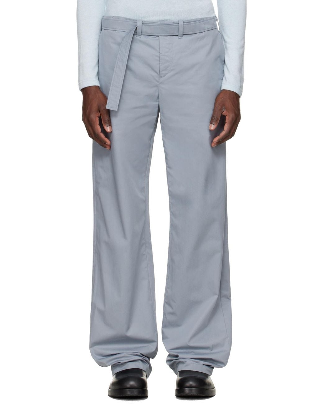 Rier Black Belt Loop Casual Pants for men