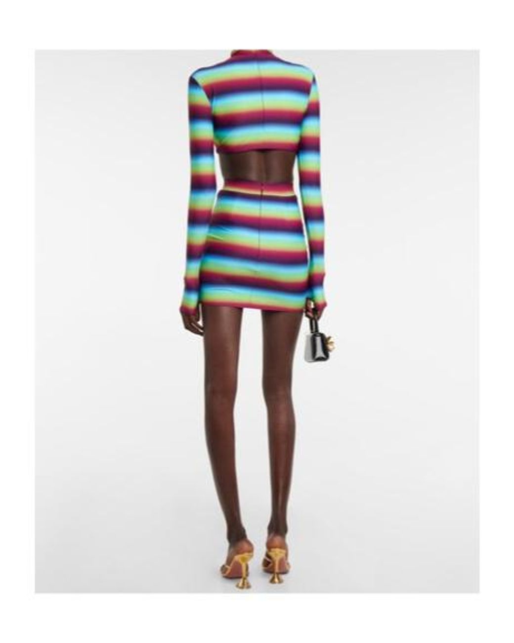 Alex Perry Blue Striped Crêpe Crop Top