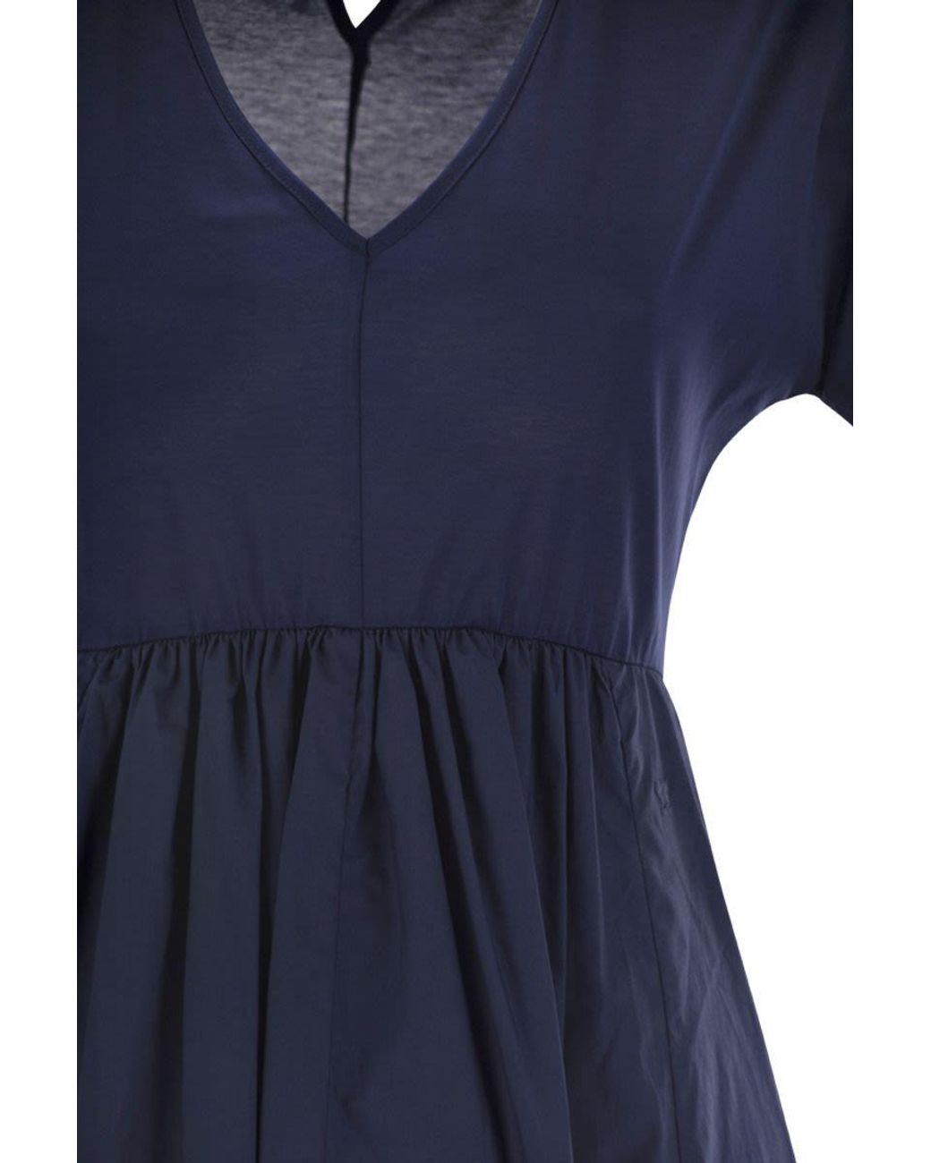 Weekend by Maxmara Blue Bronzo V-Neck Short-Sleeved Dress