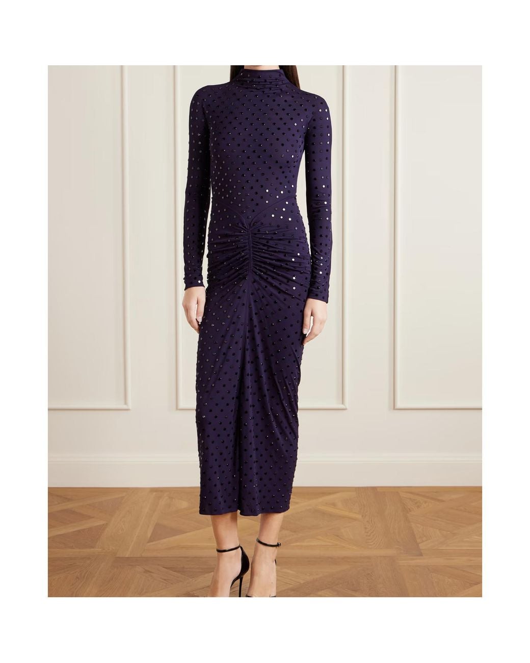 Alaïa Blue Crystal-Embellished Knitted Midi Dress