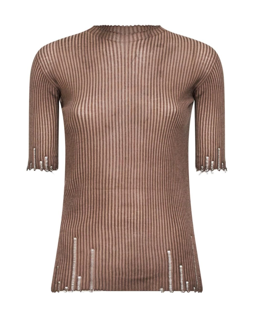 Uma Wang Brown Short-Sleeved Knitted Cardigan
