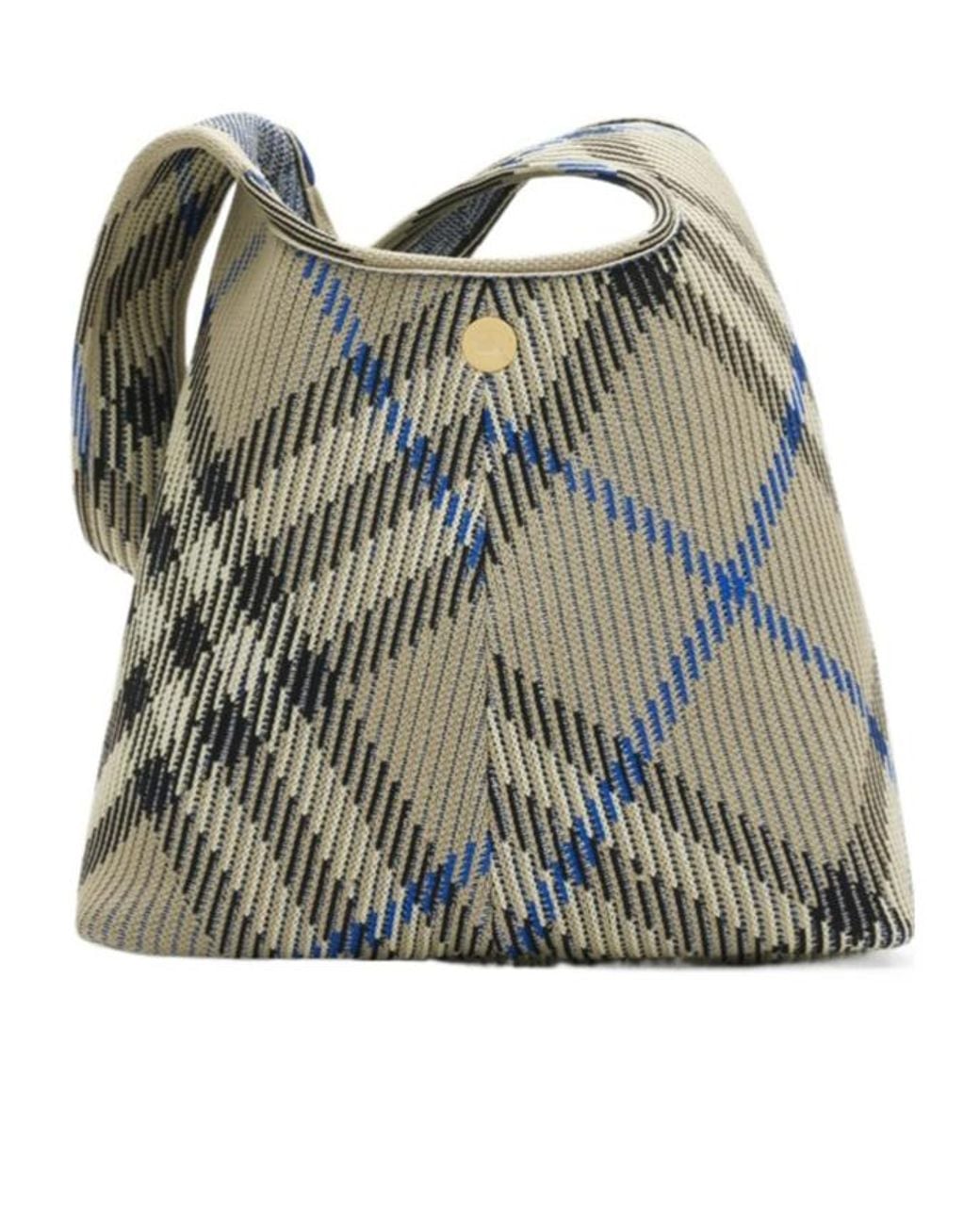 Burberry Green Small Check Knitted Shoulder Bag