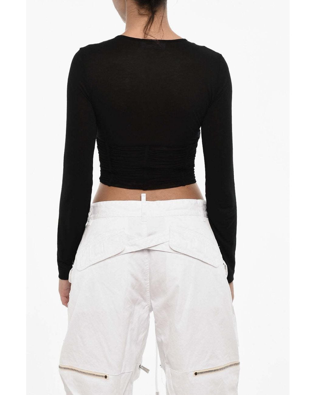 DSquared² Black Shell-Embellished Long-Sleeve T-Shirt