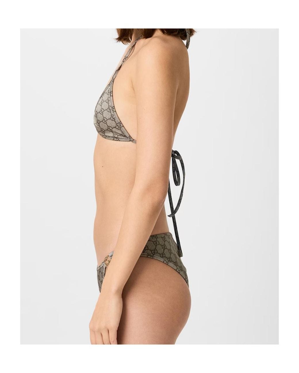 Gucci White Logo Nylon Gg Triangle Bikini Set