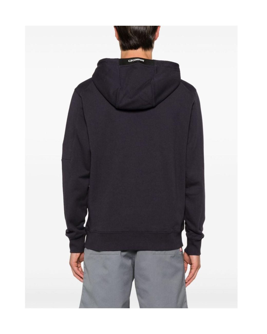 C P Company Blue Long-Sleeved Hooded Hoodie for men