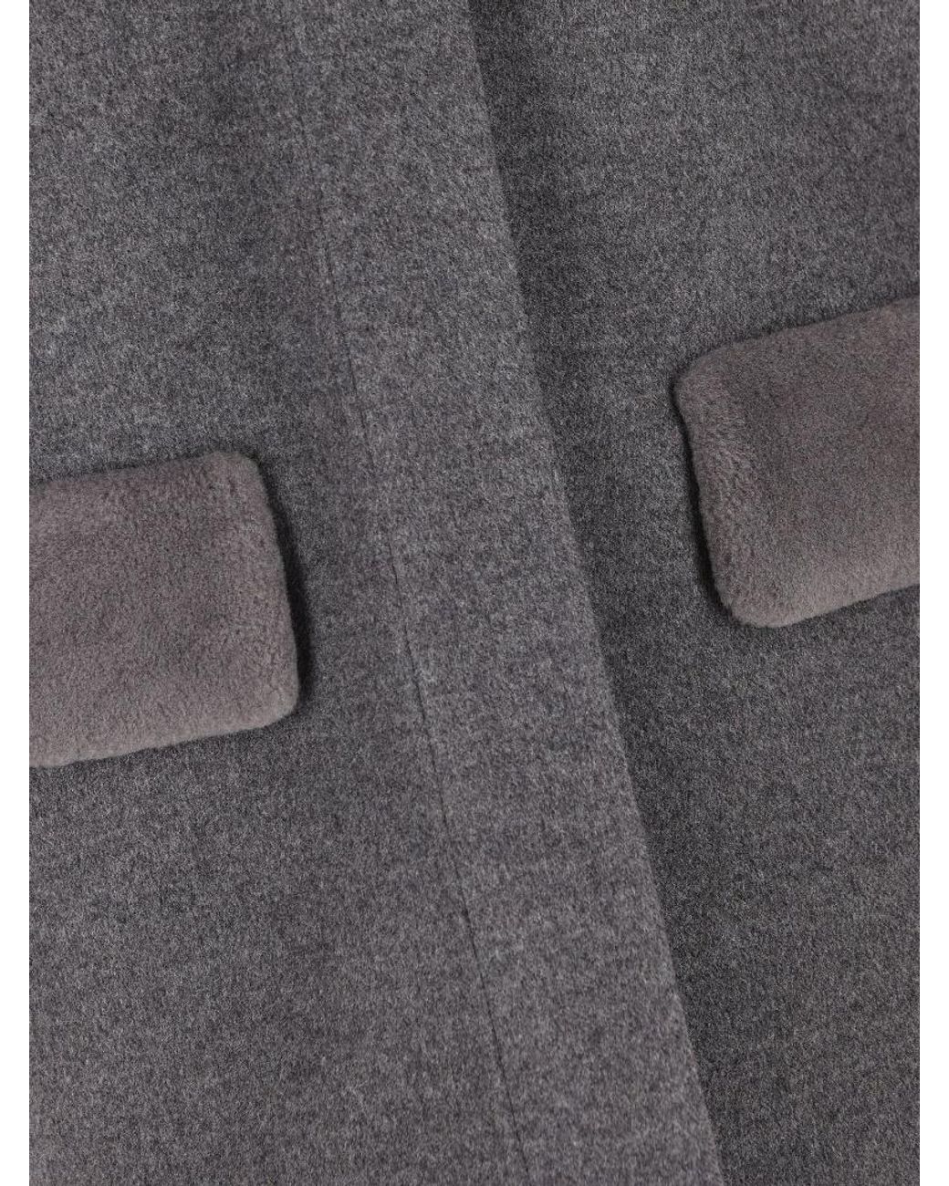 Fendi Gray Long Sleeved Hooded Coat