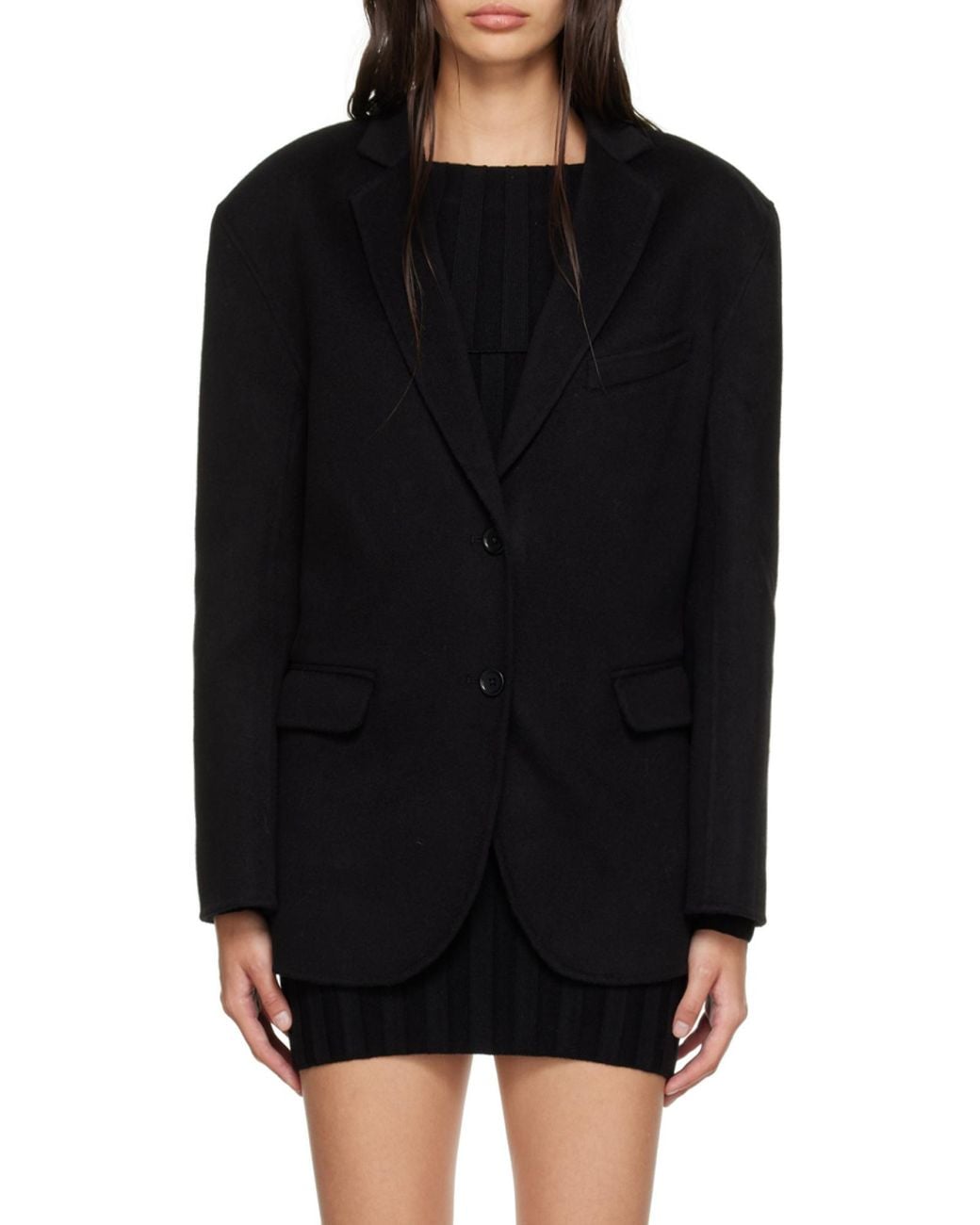 Anine Bing Black Quinn Single Breasted Oversized Blazer