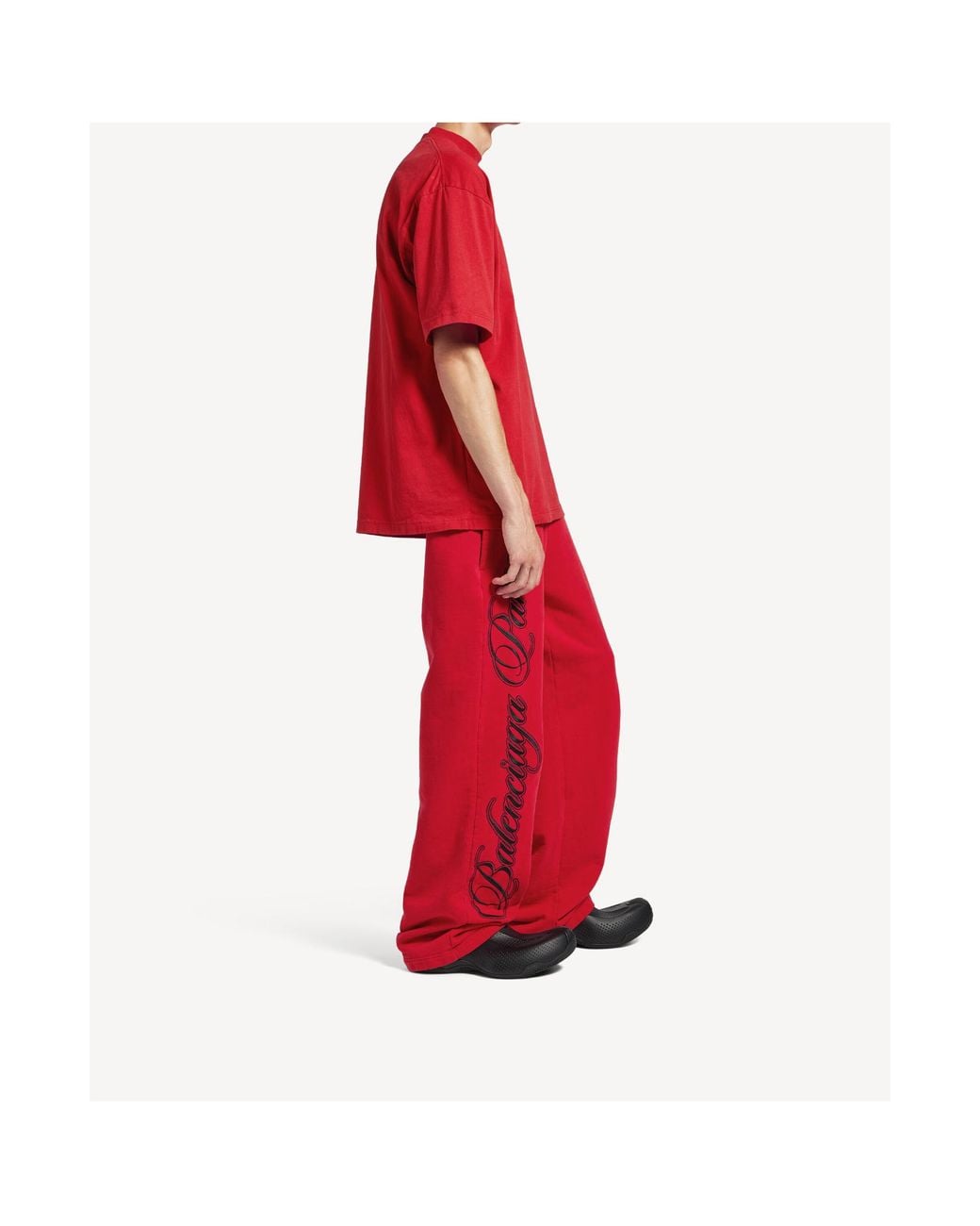 Balenciaga Red Cursive Medium Fit T-Shirt for men