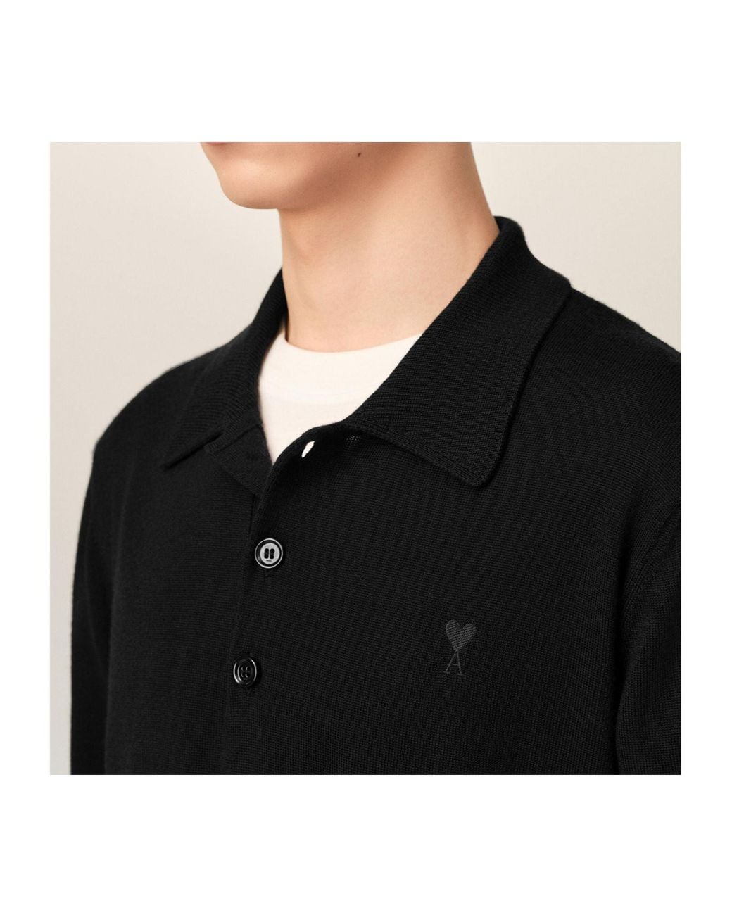 AMI Black Ami Ami De Coeur Polo Shirt for men