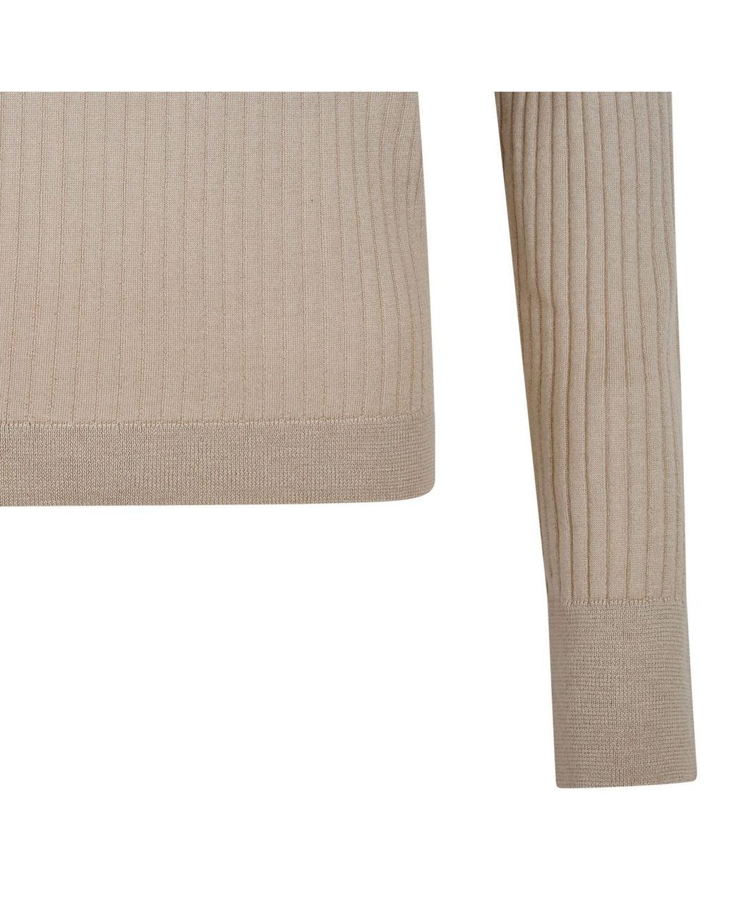 Max Mara Natural Mxpgitano Ribbed Knitted Polo Shirt