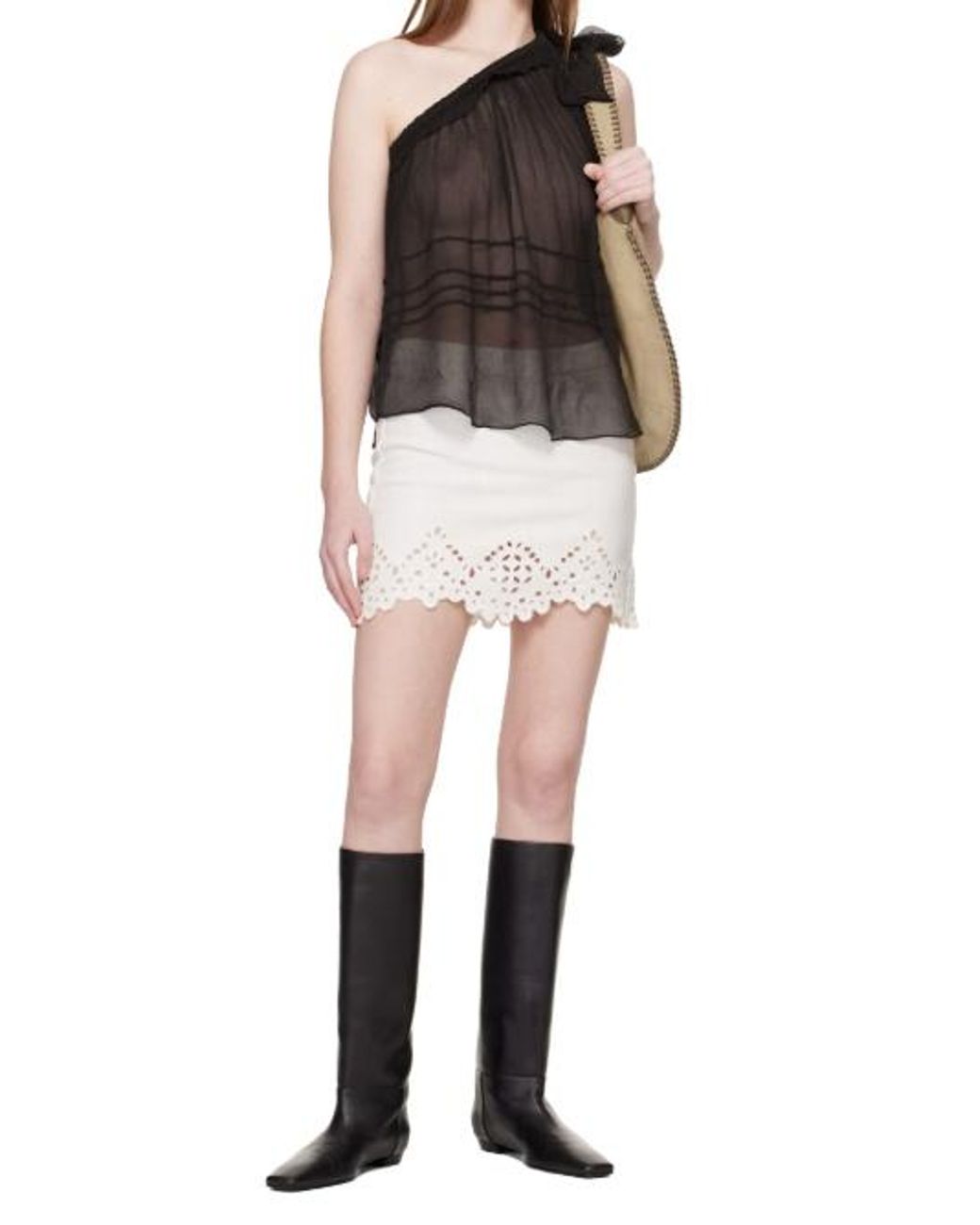 Isabel Marant Black Transparent Plain Weave Blouse