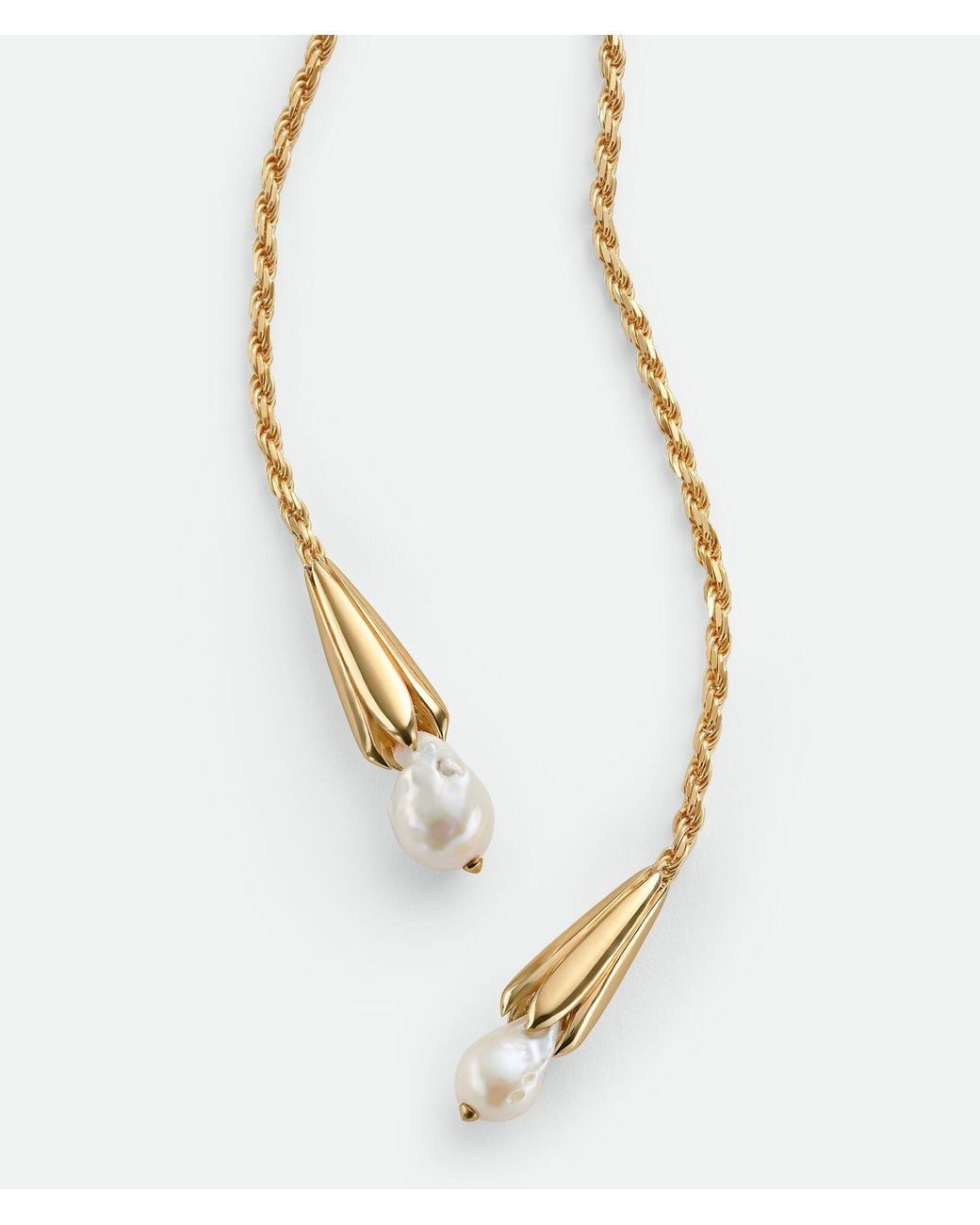 Bottega Veneta White Pearl Scarf Necklace